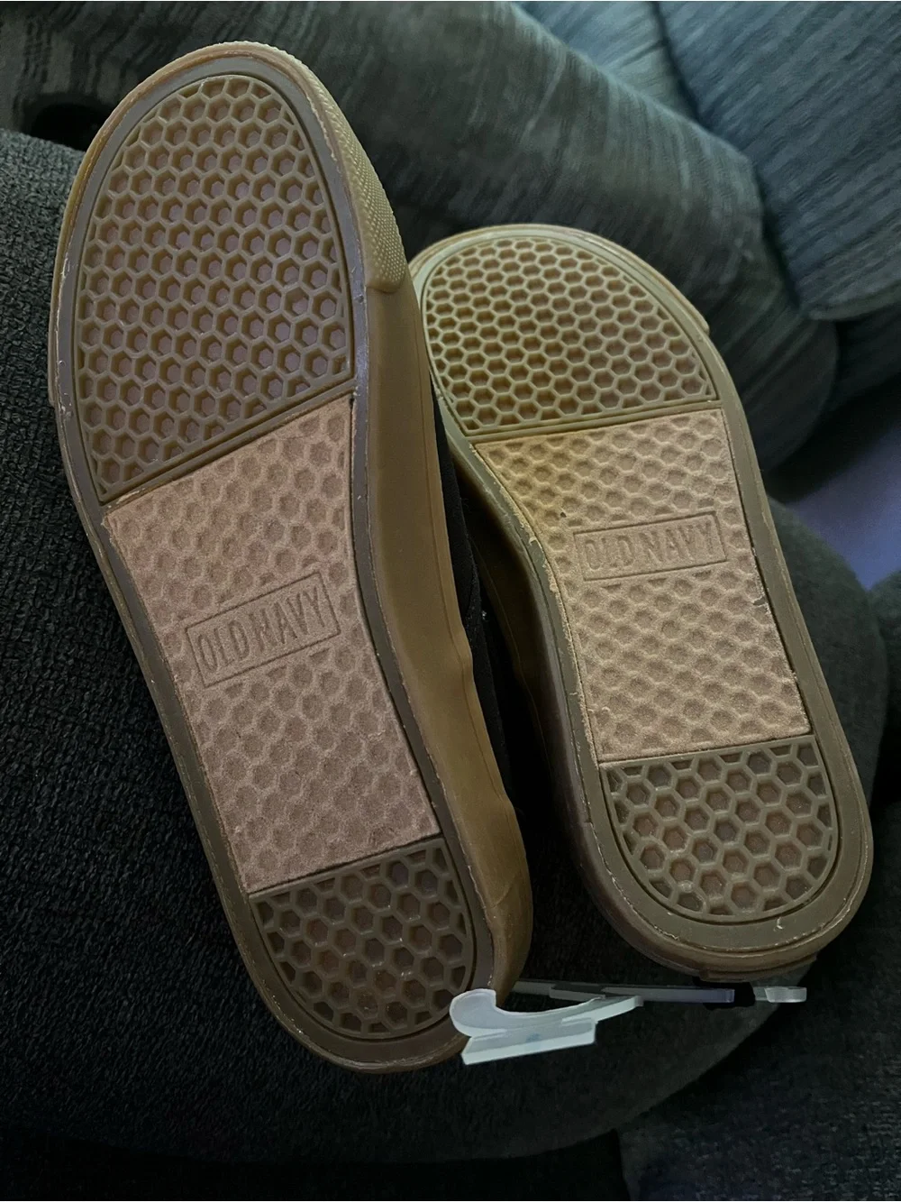 Old Navy Black Slip-On Canvas Kids Shoes with Tan Sole